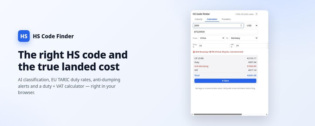 HS Code Finder — Chrome extension for HS/CN tariff codes